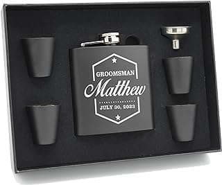 Image of Engraved Groomsmen Flask Set by the company My Personal Memories Inc.