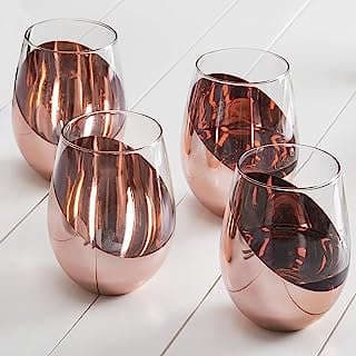 Image of Copper Accent Stemless Wine Glasses by the company MyGift.