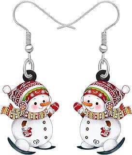 Image of Acrylic Snowman Drop Earrings by the company Newei jewelry.