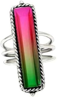 Image of Multicolor Tourmaline Silver Ring by the company Nischay Kraft And gems.