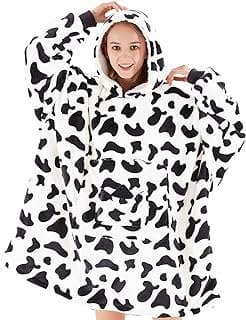 Image of Cow Print Wearable Blanket Hoodie by the company niulefangzhi.