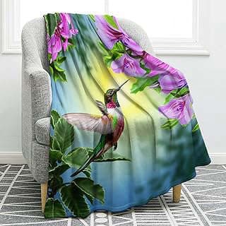 Image of Hummingbird Floral Plush Blanket by the company Niwawa US.