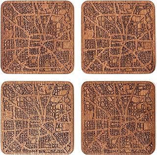 Image of Wooden Houston Map Coasters by the company O3designstudio.