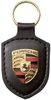 Image of Black Porsche Crest Keychain by the company OEM Exotic Parts.