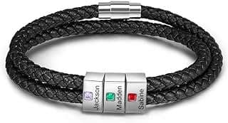 Image of Custom Men's Leather Bracelet by the company OPALSTOCK.