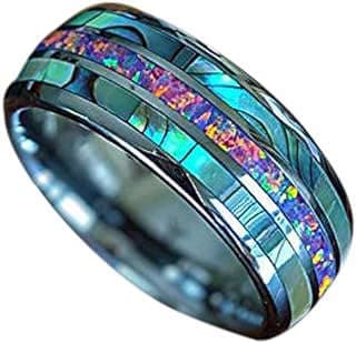 Image of Men's Silver Opal Tungsten Ring by the company Pillar Styles Mens Wedding Bands.