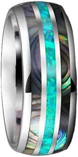 Image of Men's Tungsten Abalone Opal Ring by the company Pillar Styles Mens Wedding Bands.