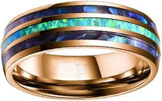 Image of Tungsten Ring with Opal Inlay by the company Pillar Styles Mens Wedding Bands.