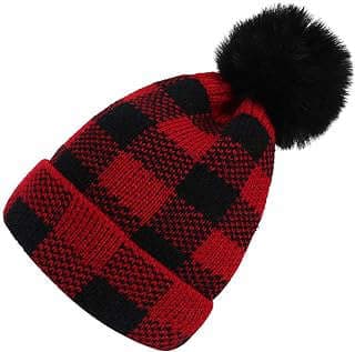 Image of Red Plaid Beanie Hat by the company Pogah.