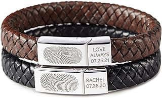 Image of Personalized Fingerprint Leather Bracelet by the company Rugged Gifts.