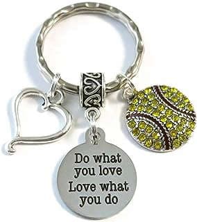 Image of Softball Keychain Encouragement Gift by the company Scrapheart Gifts.