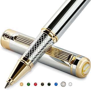 Image of Luxury Silver Chrome Rollerball Pen by the company Scriveiner.