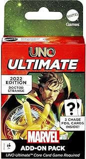 Image of UNO Ultimate Marvel Card Game Add-On Pack with Dr. Strange Character Deck & 2 Collectible Foil Cards, Gift for Collectors & Kids Ages 7 Years & Older by the company SoCal Fulfillment.