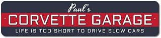 Image of Custom Corvette Aluminum Garage Sign by the company The Lizton Sign Shop.