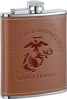 Image of USMC Leather Wrapped Flask by the company The Military Gift Shop.