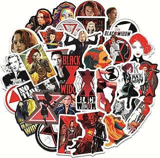 Image of Black Widow Themed Stickers by the company thrilling.