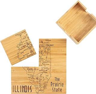 Image of Illinois Bamboo Coaster Set by the company Totally Bamboo.