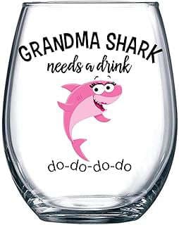 Image of Grandma Shark Wine Glass by the company Vine Country.