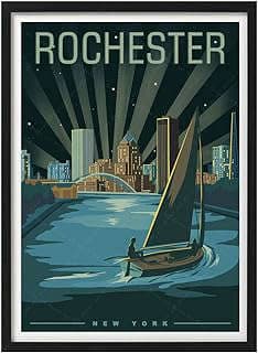 Image of xtvin USA New York Rochester America Vintage Travel Poster Art Print Canvas Painting Home Decoration Gift（12X18inch） by the company VintageArt.