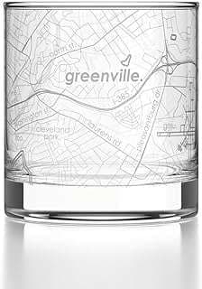 Image of Engraved Greenville Map Whiskey Glass by the company Well Told.