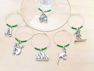 Image of Australia-themed Wine Charms by the company Wine Wife Happy Life.