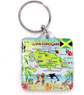 Image of Jamaica Map Souvenir Keychain by the company World By Shotglass.