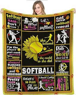 Image of Softball Themed Blanket by the company Wotail.