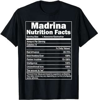 Imagen de Camiseta "Madrina Nutrition Facts" de la empresa Amazon.com.