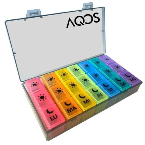 Imagem de Caixa de comprimidos semanal da empresa Aqos.