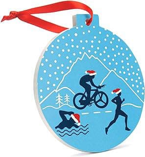 Imagen de Adorno cerámico triatlón navideño de la empresa ChalkTalkSPORTS.