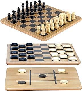 Imagen de Tablero madera reversible ajedrez damas de la empresa Charlie's Little Company.