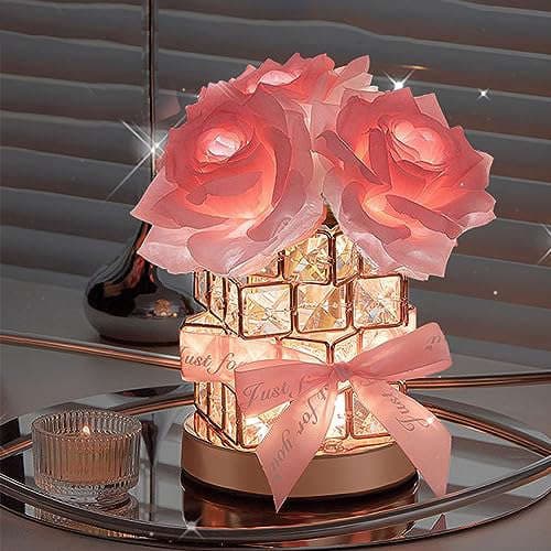 Imagen de Lámpara de Mesa Cristal Rosa de la empresa LHYDAOOQ.